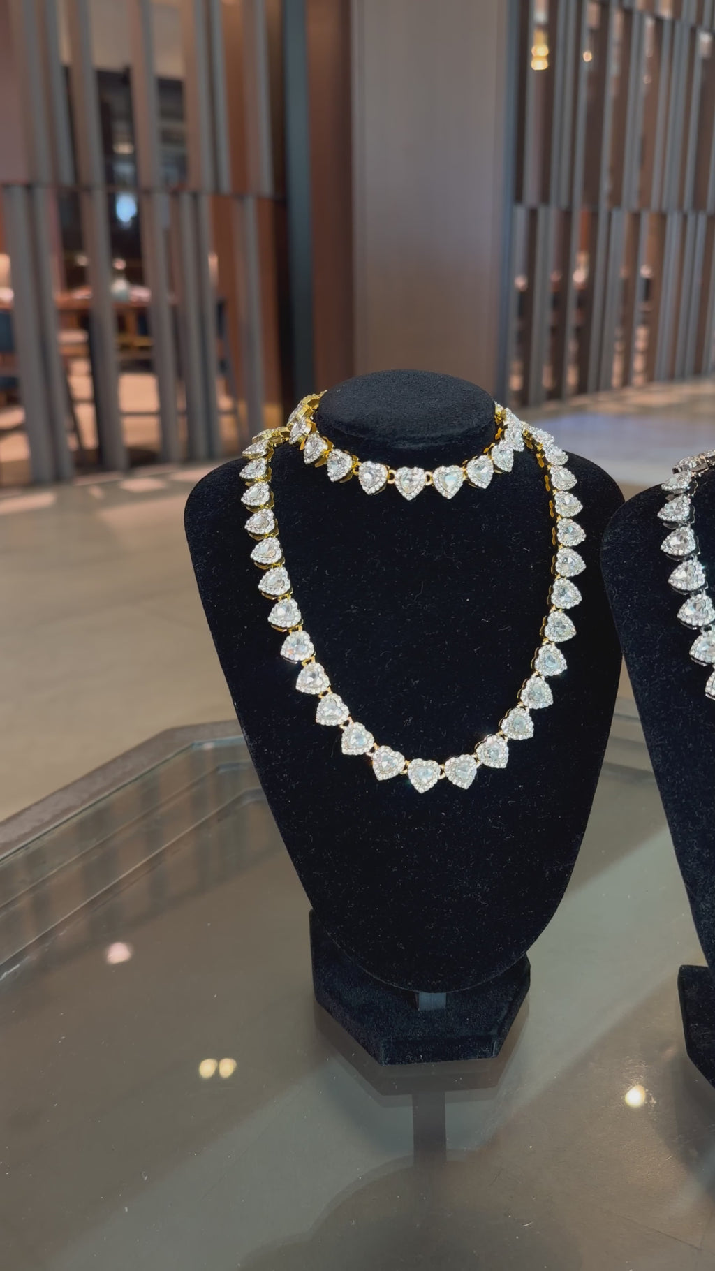 Heart on ice bracelet and necklace set